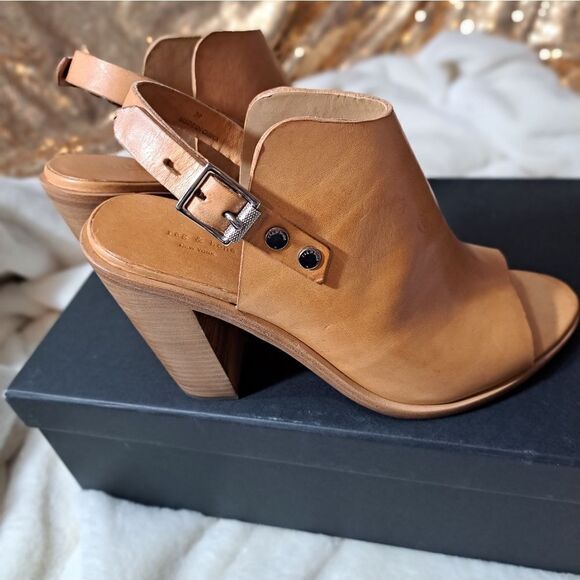 NIB Rag & Bone Wyatt Leather Sling Back Sandals In Sand - Picture 10 of 16